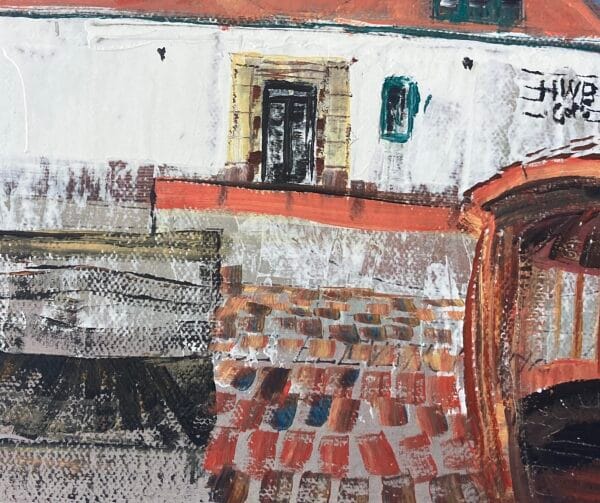 multi media artwork of a building